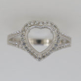 Sterling Silver Semi Mount Ring Setting Heart HT 10x10mm White Topaz - Syzjewelry
